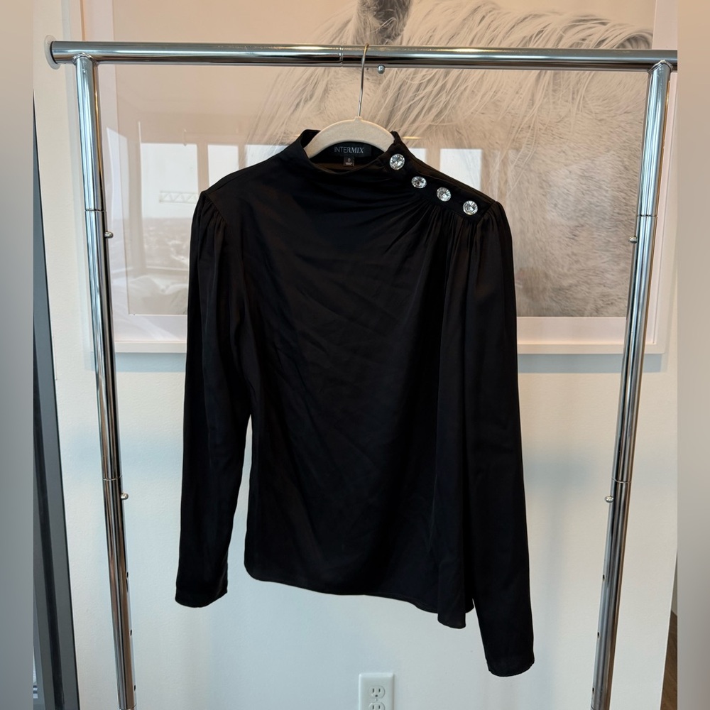 Intermix Black Silk Blouse